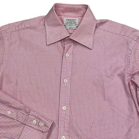 Mens Shirt 34.5 Business Casual Luxury Gingham Pattern Wedding Workwear Office - Picture 1 of 9